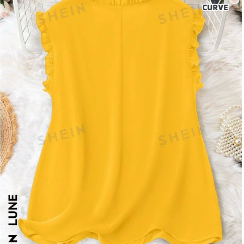Ruffled trim blouse for curvy disposition - Picture 3 of 3